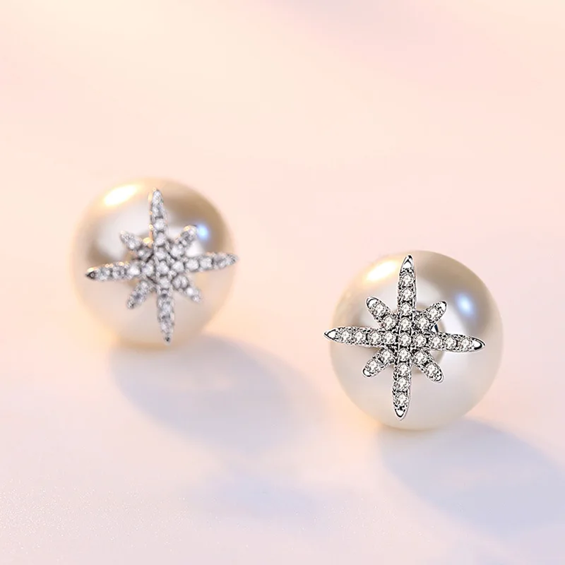 925 sterling silver módne pearl star dámy'stud náušnice šperky ženy Vianočný darček drop shipping lacné