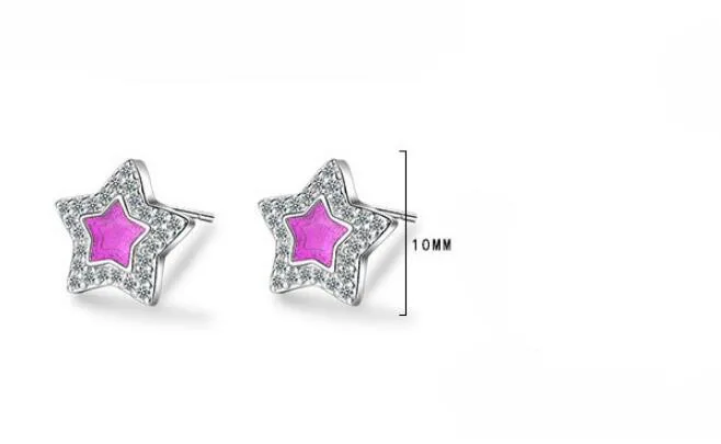 925 Sterling Silver Star Crystal Stud Náušnice Pre Ženy Strany, Šperky, Doplnky Pendientes eh1009