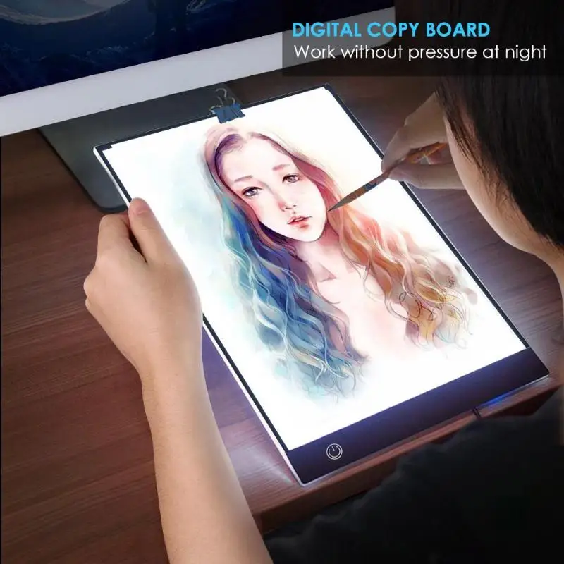 A4 Digitálne Tabletu LED Kreslenie Tablet Tenké Umenia Vzorkovníka rysovaciu Dosku Light Box Sledovanie Kópiu Pad Plynulou Stmievanie