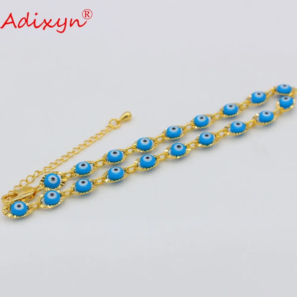 Adixyn 21 cm + 5 cm /Kúzlo Náramok Ženy, Zlatá Farba Modrá Zlé Oko Náramok Dievčatá Blízkom Východe Arabského Turecko Členok Šperky N05078