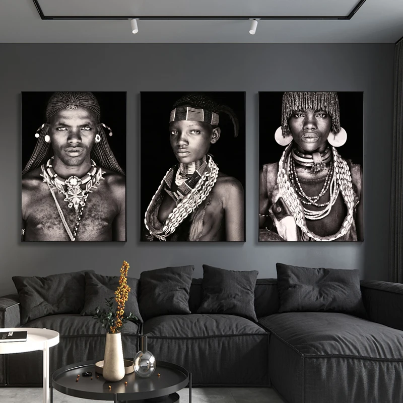 Africké Domorodé Ľudí na Výšku Steny Umelecké Plátno na Maľovanie Domorodé Ženy, Mužov, Plagáty a Vytlačí Dekoratívne Obrázky na Obývacia Izba