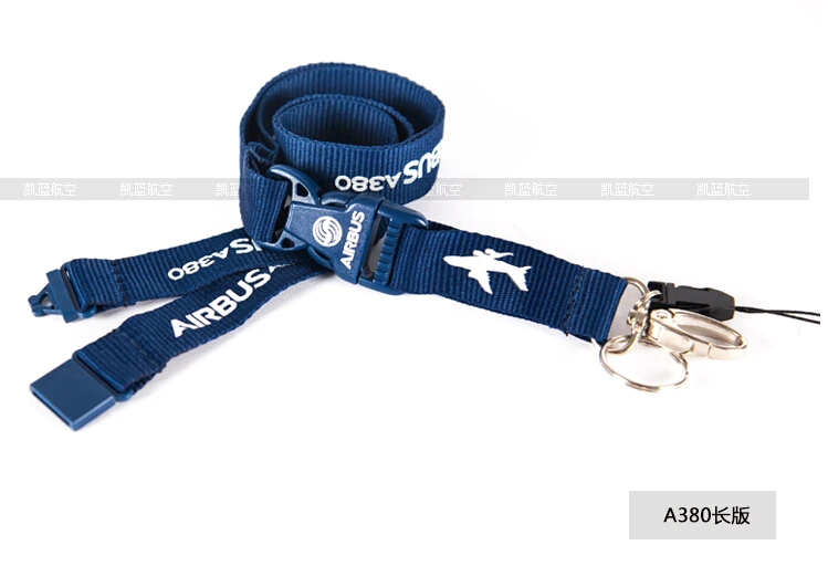 Airbus A380 Lanyard with Metal Buckle, Blue Ribbon Rope Sling for ID Case Holder for Pilot Aviation Lover Airman Flight Crew