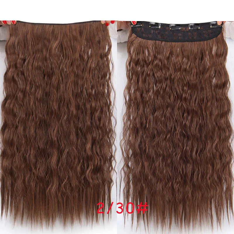 AISI KRÁSY Prírodné a Syntetické Vlasy Dlhé Klipy v predlžovanie Vlasov Vody Vlna Black Brown 22