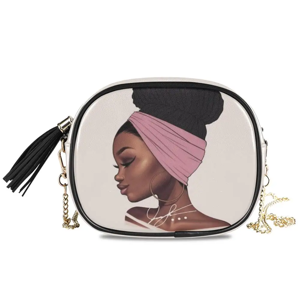 ALAZA luxusné crossbody taška cez Rameno Afro Dievčatá Čierne Ženy kabelky Vysoko kvalitnej PU Kožené nepremokavé Malé reťazca Tašky žena