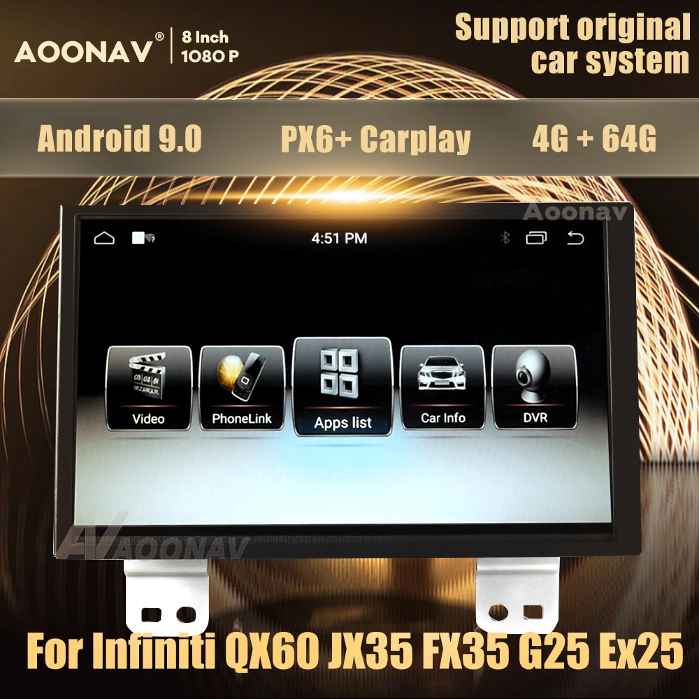 Android autorádia Pre Infiniti QX60 JX35 FX35 G25 G37 Ex25 QX50 auto multimediálny prehrávač GPS navigátor, podporu Pôvodnej auto systému