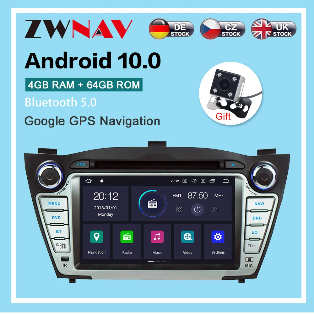 Android10.0 4G+64GB Auto GPS, DVD Prehrávač Multimediálnych Rádia Pre Hyundai IX35 2009-/forTucson 2009-GPS Navigácie vedi dsp