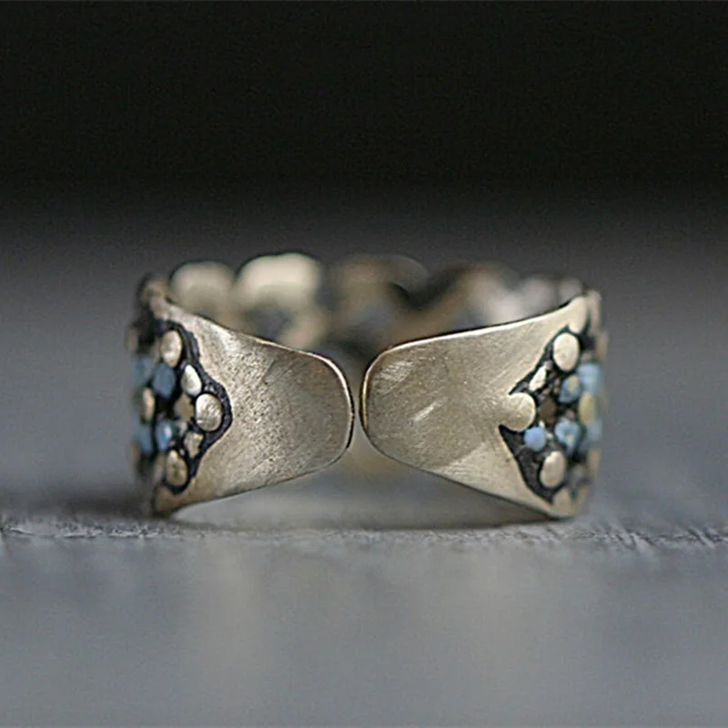Antique Silver Farba Kvetu Prstene pre Ženy Nastaviteľný Krúžok Módny Zapojenie Svadobné Šperky Anillos Mujer