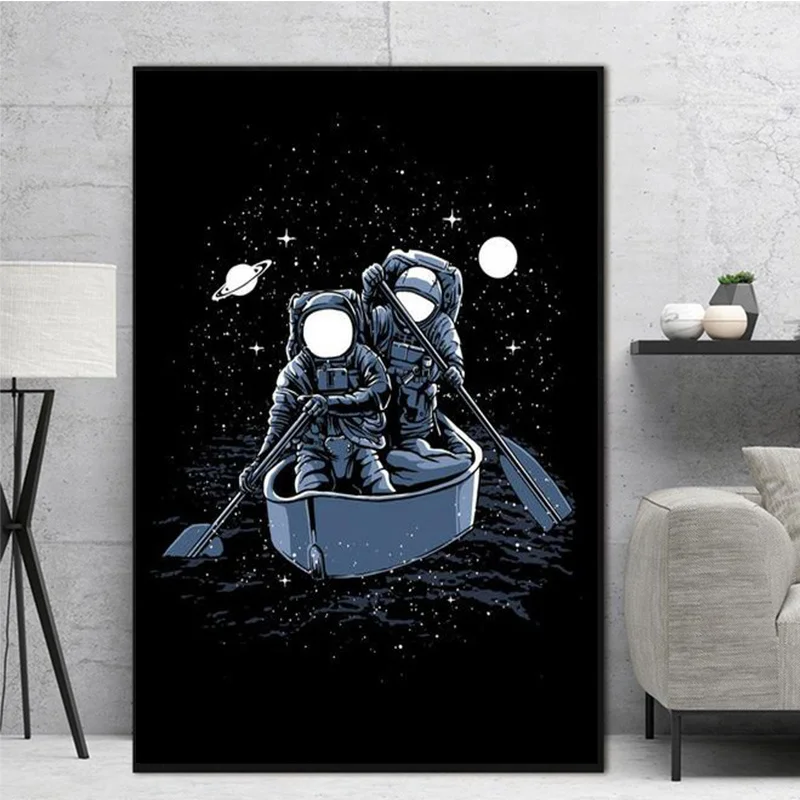 Astronaut Požičovňa Ryby Korčuliarov Galaxy Loď Wall Art Plátno Na Maľovanie Nordic Plagáty A Potlačou Obrazov Na Stenu Pre Obývacia Izba Dekor