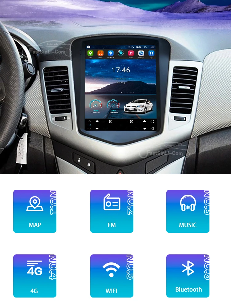 Auto Android Multimediálny Prehrávač Rádia pre Chevrolet Cruze 2006-GPS Navigácie Vertikálneho Displeja 2