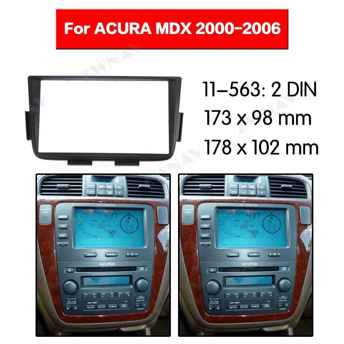 Auto multimediálny Prehrávač rám Pre 2000 2001-2006 ACURA MDX 2 DIN Audio Panel Mount Inštalácie Dash Rám Adaptér, auto DVD fascia