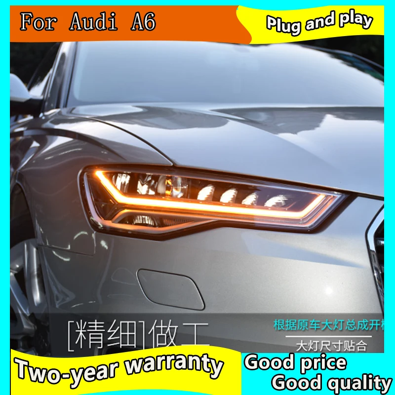 Auto Styling pre Audi A6 Svetlomety 2009-2012 Roky 2013-2018 A6 LED Reflektor DRL Objektív Dvojitý Lúč bi-LED objektív auto svetlometov