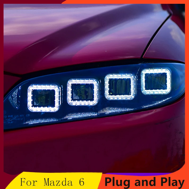 Auto Styling pre Mazda 6 Svetlomety 2004-2012 Mazda 6 LED Reflektor DRL vysoké nízke svetlo LED 4 LED objektív Dynamické streamer zase signál