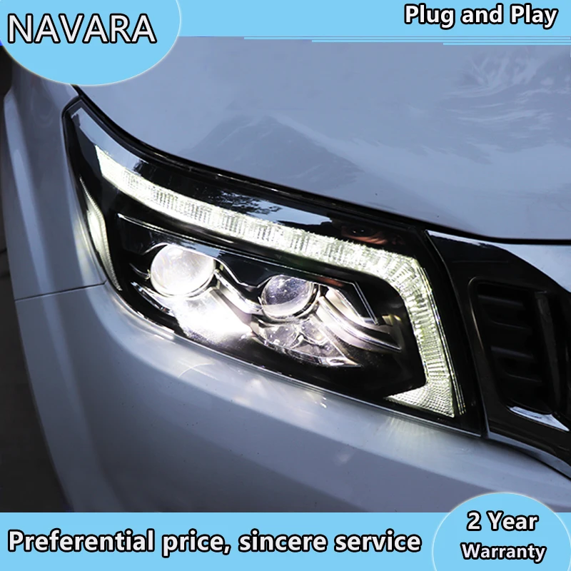 Auto Styling predné svetlo Na Nissan NAVARA svetlomety 2017 nissan NAVARA Hlavy lampy Všetky LED svetlomet+Dynamické sústruženie