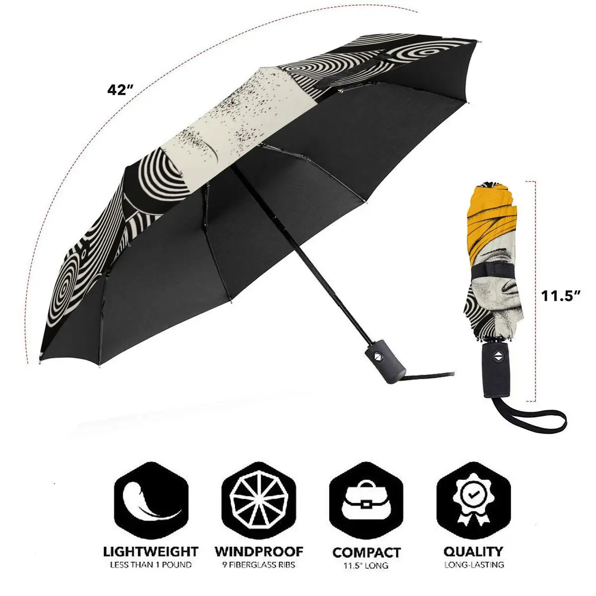 Automatický Dáždnik, Čierna Žena S Africkými V Turban tri-fold dáždnik ženy muži dážď dáždnik