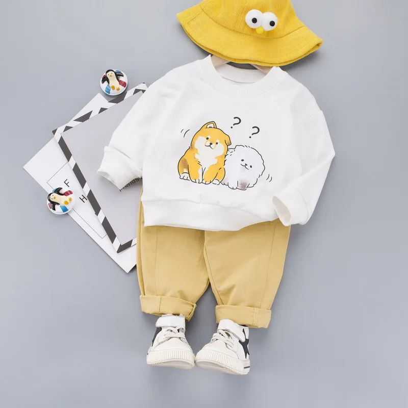Baby Chlapci, Dievčatá Cartoon T Košele, Nohavice 2ks/stanovuje Nové Jarné Deti Ležérne Oblečenie Deti Dojčenské Oblečenie Batoľa Módne Tepláková súprava