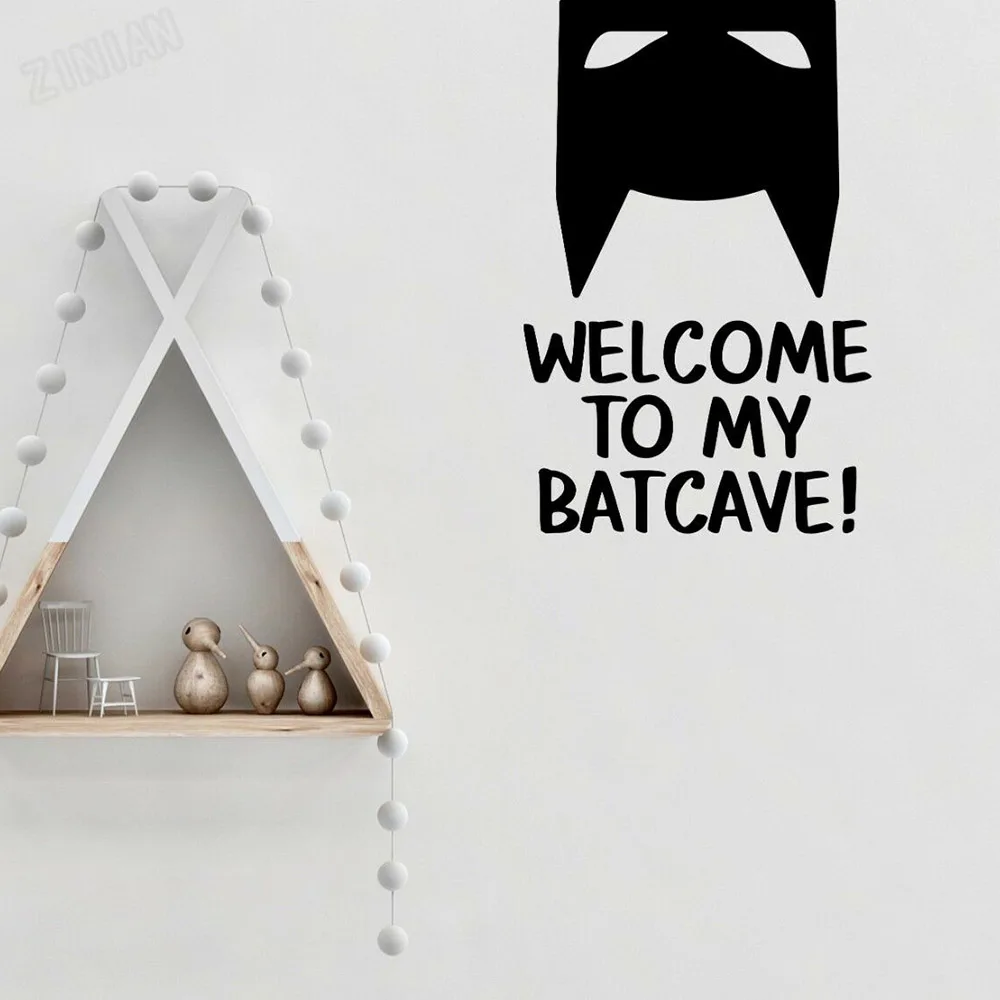 Bat Samolepky na Stenu Vitajte Na Mojej Batcave Inšpirovaný Dizajn Hrdina Obtlačky Teen Izba Umenie Vinyl Dvere Nálepky samolepiace nástenná maľba Y217