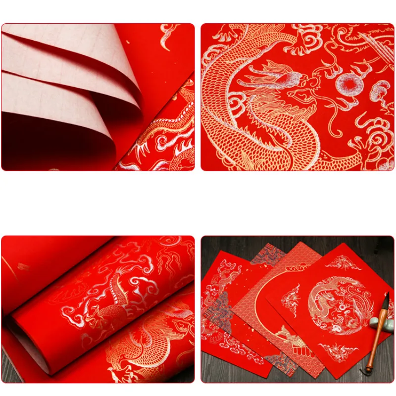 Batik Papier Xuan 20sheets Červená Kaligrafie Papier Čínsky Jarný Festival Couplets Čínsky Traddtional Červená Ryža Papier Rijstpapier