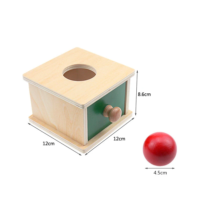 Batoľa Dreva Montessori Zápas Trvalé Loptu Box Kolo Obdĺžnikový Box Mince Box Hračky pre Deti Unisex Dieťa 12 Mesiac Chlapci Dievča