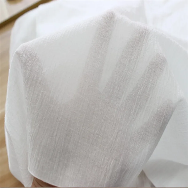 Bavlnené Bielené Biely Krepový Bavlnená Tkanina O Meter Oblečenie Košele, Pyžamá, Drvené Handričkou