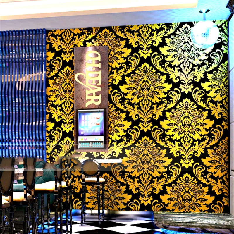 Beibehang Luxusné Zlaté Fólie, Tapety 3D Kvetinovým Pruhované Tapety Roll Obývacia Izba TV na Stenu Papier Nepremokavé Abstraktných De Parede Roll
