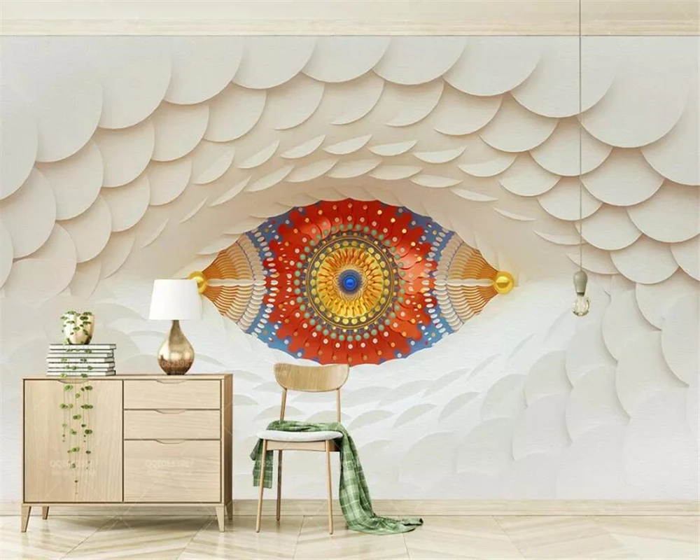 Beibehang Vysoko kvalitné 3d tapeta moderné 3d oko biele Farebné mozaiky, TV joj, steny 3d tapeta nástenná maľba abstraktných de parede