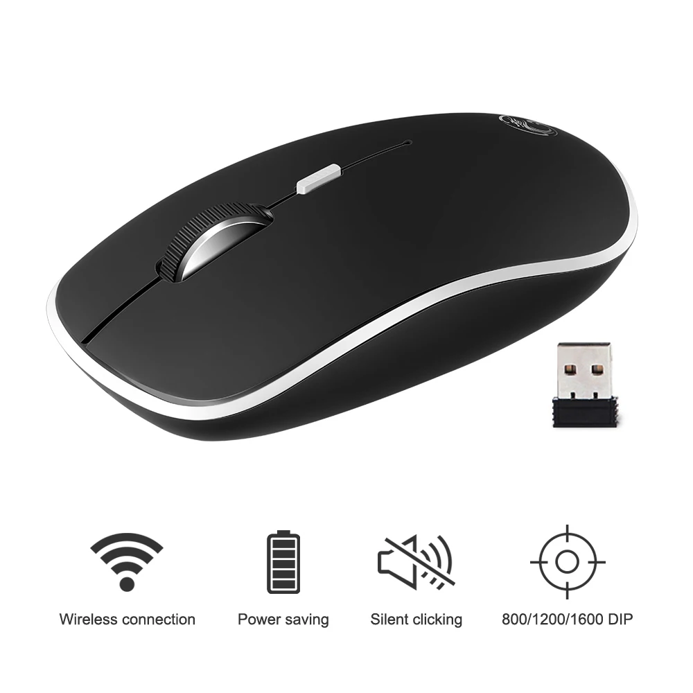 Bezdrôtová Myš USB Počítačová Myš Mini Ergonomická Myš Optická Tiché PC Myši, 2.4 GHz, Úspora Energie Office Mause pre Notebook