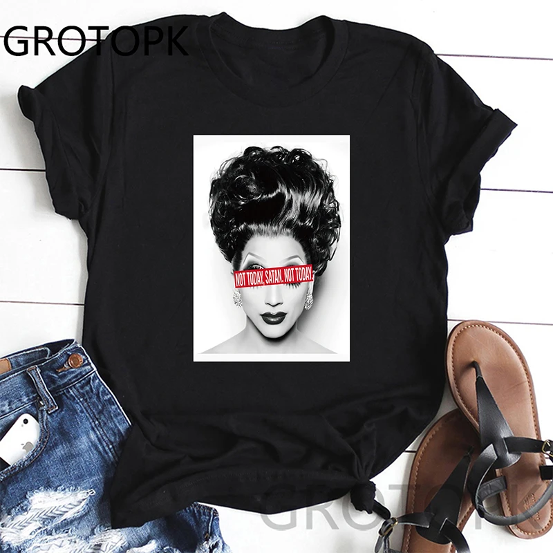 Bianca Del Rio Nie Je Dnes Satan Nie Dnes Ženy T-Shirt Topy Jeseň Jar Vintage Tričko Tees Tumblr