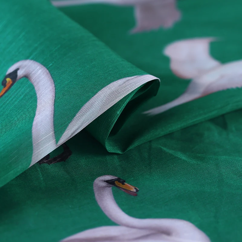 Biela labuť digitálna atramentová hodvábna tkanina bielizeň šaty cheongsam čínsky hodváb textílie prírodné ľanové tkaniny veľkoobchod plátna 140 cm