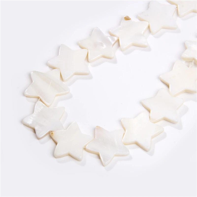 Biela Prírodná perleť Shell Päť-špicaté Hviezdy Pentagram Korálky Pre Šperky, Takže DIY Náramok, Náhrdelník Strand 15
