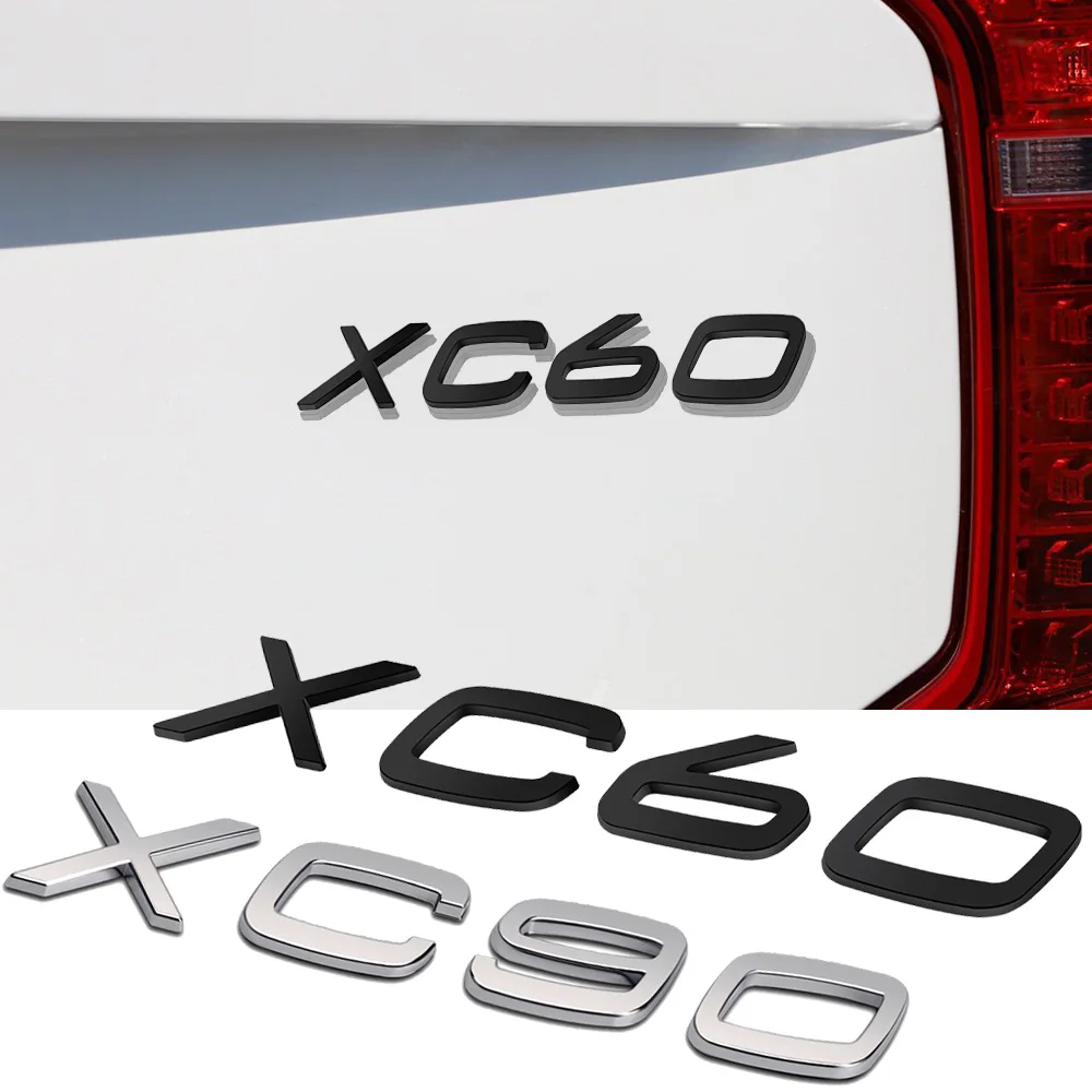Black Silver XC60 XC90 Písmená Odznak s Logom Nálepka, 3D ABS Lepiť Nálepky Pre VOLVO Zadný Kufor Insígnie Štítku Nahradiť Príslušenstvo