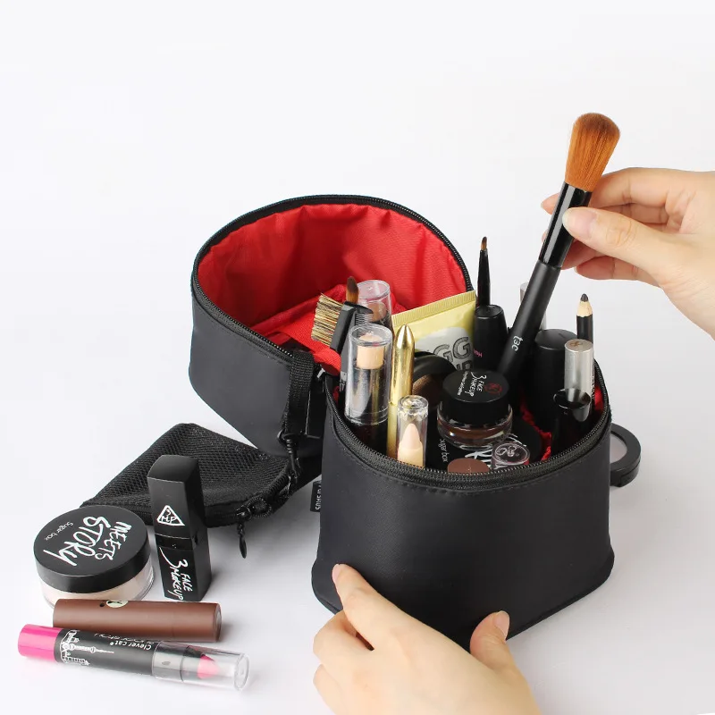 Black Stereoskopické Tvoria Taška Ženy Cestovanie Zips Vodeodolný Make-Up, Kozmetické Prípade Organizátor Toaletná Beauty Wash Skladovacie Puzdro