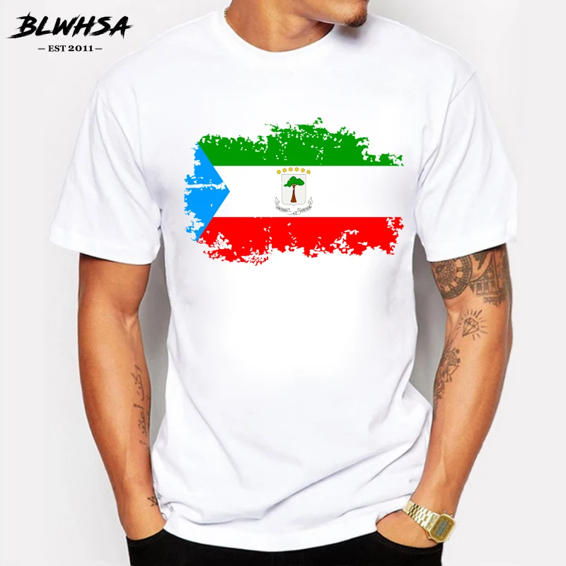 BLWHSA Rovníková Guinea Flag T tričko Krátky Rukáv Fashion Bavlna Dizajn Značky T-shirts Rovníková Guinea Národnej Vlajky v Pohode Čaj