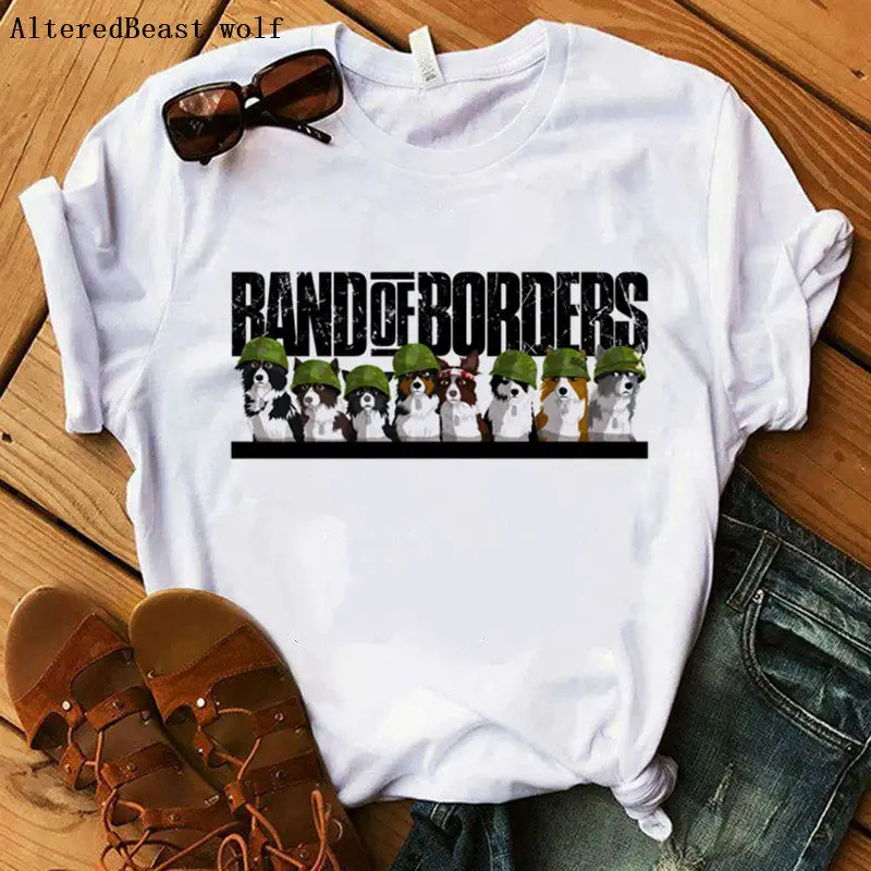 Border Kólia Bad Pes T-Shirt Tlač Ženy Tričko móde, krátky rukáv, Topy, šaty, border kólia tričko žena vtipné o-neck tričko