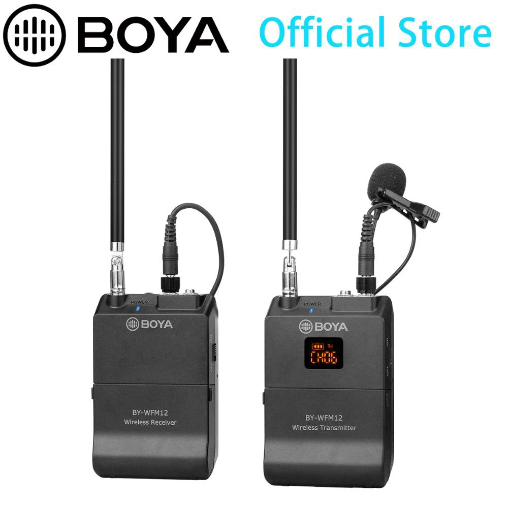 BOYA BY-WFM12 VHF Bezdrôtový Mikrofón Systém pre systém IOS, Android Smartphony, Video, digitálnych zrkadloviek, Kamery, Audio rekordéry, Pc, Youtube