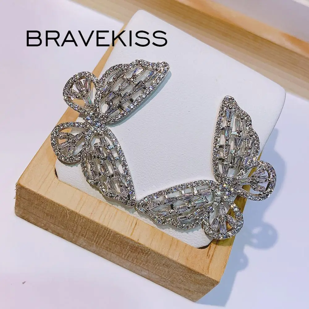 BRAVEKISS Trendy Butterfly Design, 4 Farby Stud Náušnice Pre Ženy CZ Vintage Náušnice pre ženu Módne Šperky BUE0602