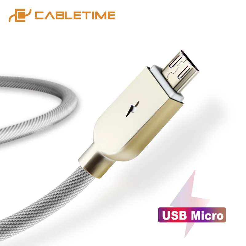 CABLETIME Micro USB Kábel Napájací Izolácie Nabíjanie Kábel Micro Usb Nabíjačka pre Samsung Android Zliatiny Zinku LED USB Kábel C144