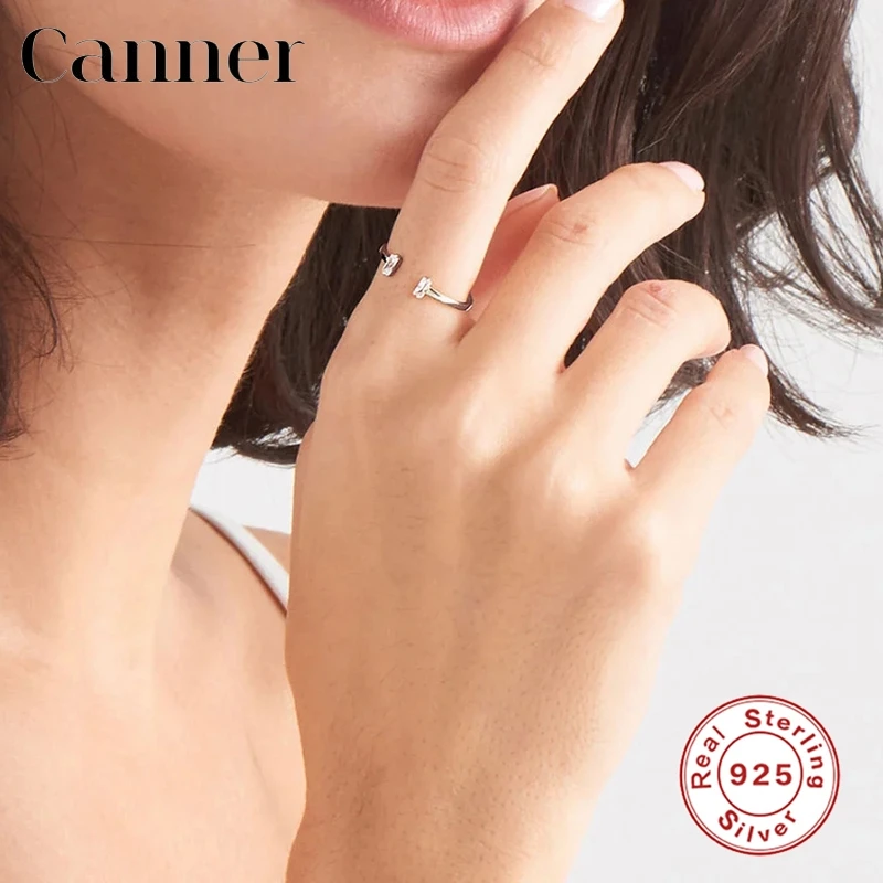 Canner 925 Sterling Silver Prst Prstene Pre Ženy Minimalistický Crystal Zirkón Kúzlo Krúžky Jemné Šperky Bague anillos mujer W5