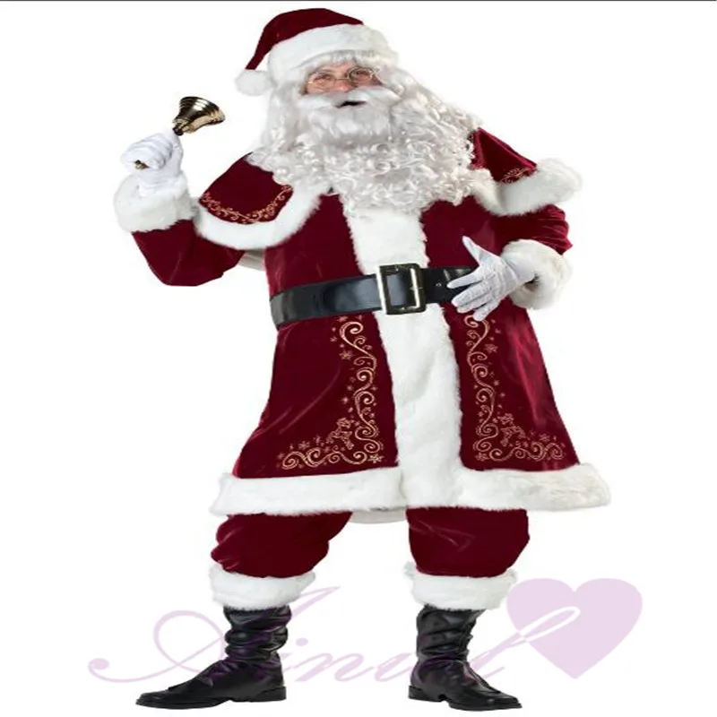Celý súbor Dospelých Santa Claus, ježiško Kostýmy, Červené Vianočné Šaty, Oblek Santa Vianočné Darčekové Luxusný Oblek