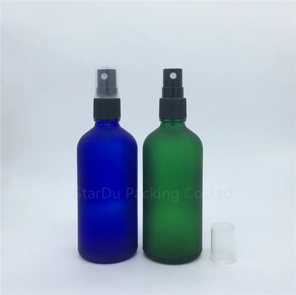 Cestovná fľaša 100 ml žltá modrá zelená transparentná matné sklenené fľaše s postrekovač, 100cc parfum fľašu Sprej Fľaše 200pcs