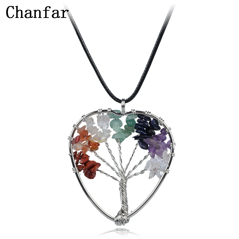 Chanfar Prírody Kameň, Strom Tvar Čipy Prívesok Náhrdelník Multicolor Múdrosť Strom Choker Náhrdelník Ženy