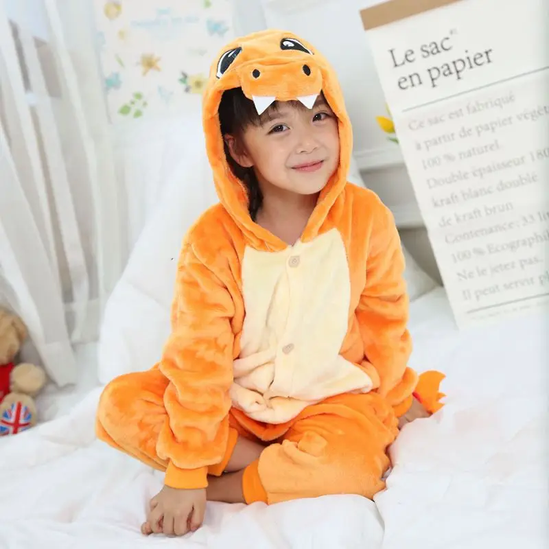 Chlapec Dievča Pyžamo Deti Unisex pijamas Charmander Dieťa Cartoon Zvierat Cosplay Pyžamo Onesie Sleepwear Hoodie