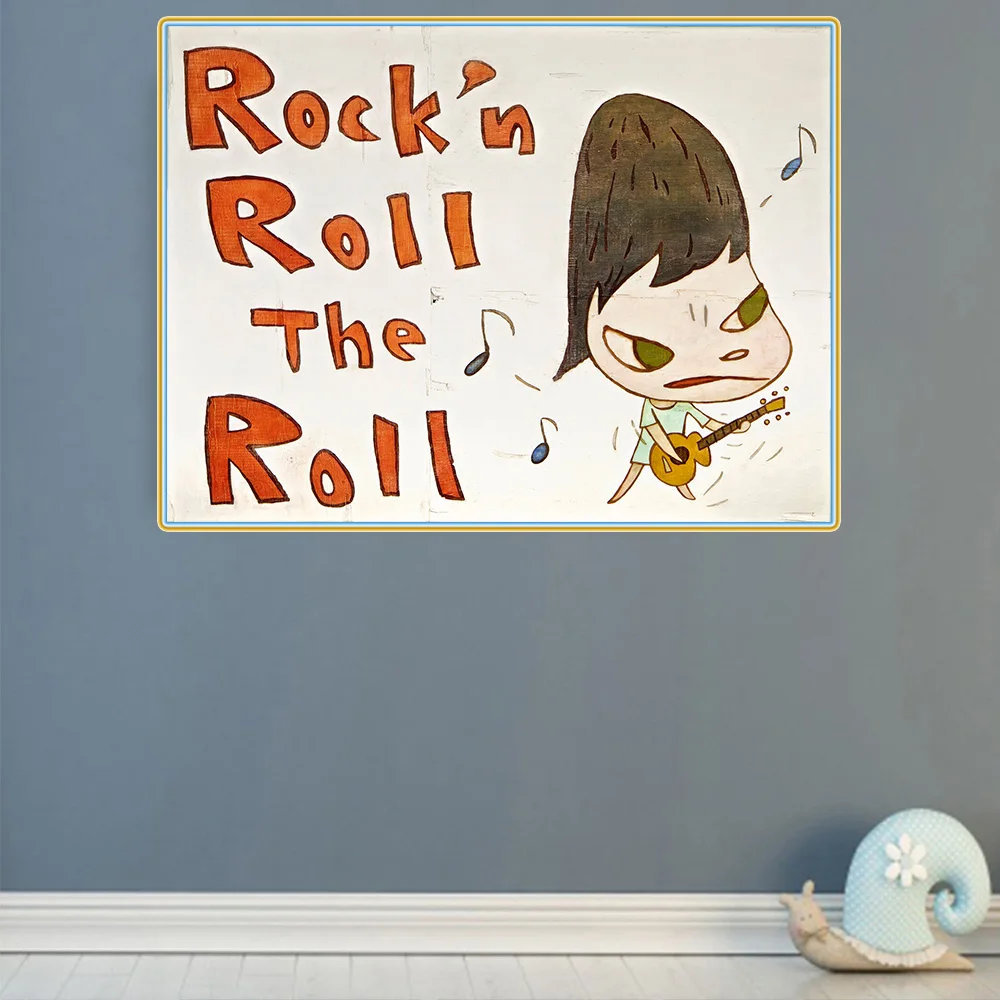 Citon Yoshitomo Nara《Rock ' n Roll Roll》Plátno Umenie olejomaľba Umelecké dielo, Obraz Moderné Steny výzdoba Domov Obývacej miestnosti Dekorácie