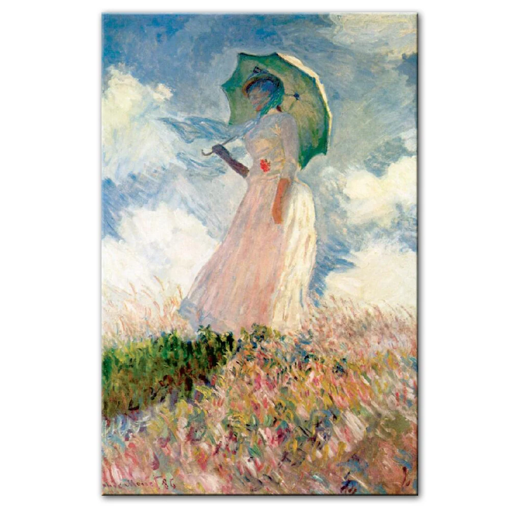 Claude Monet Žena S Parasol Wall Art Plátno Reprodukcií Obrazov Slávneho Impresionistického Plátno Umenie Výtlačkov Domáce Dekorácie