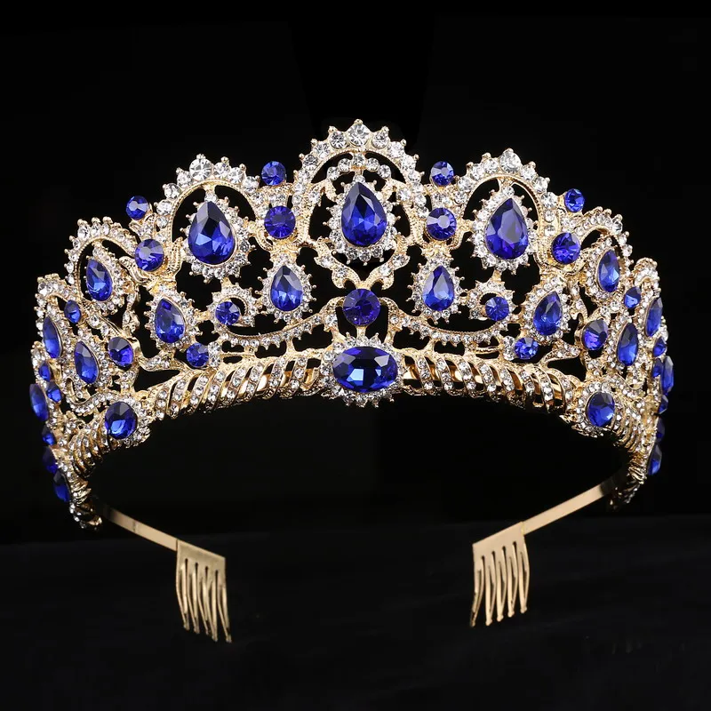 Crystal Tiaras Drahokamu Kráľovná Koruny Narodeniny, Svadobné Doplnky Do Vlasov Veľký Luxus, Čelenky Diadem S Hrebene Šperky