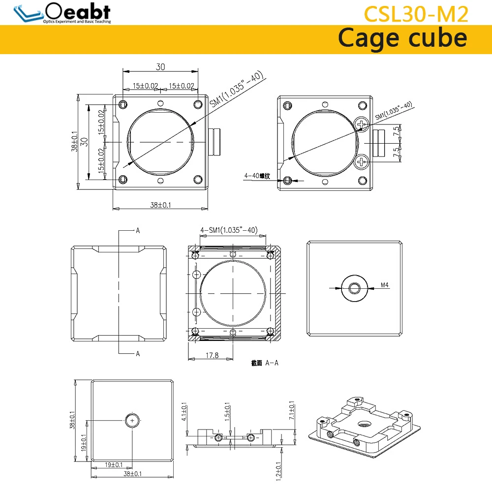 CSL30-M2 30 mm Rám Cube Polarizácia Lúč Rozdelenie Kocka Montáž Klietky Auta Optické Experiment výskum