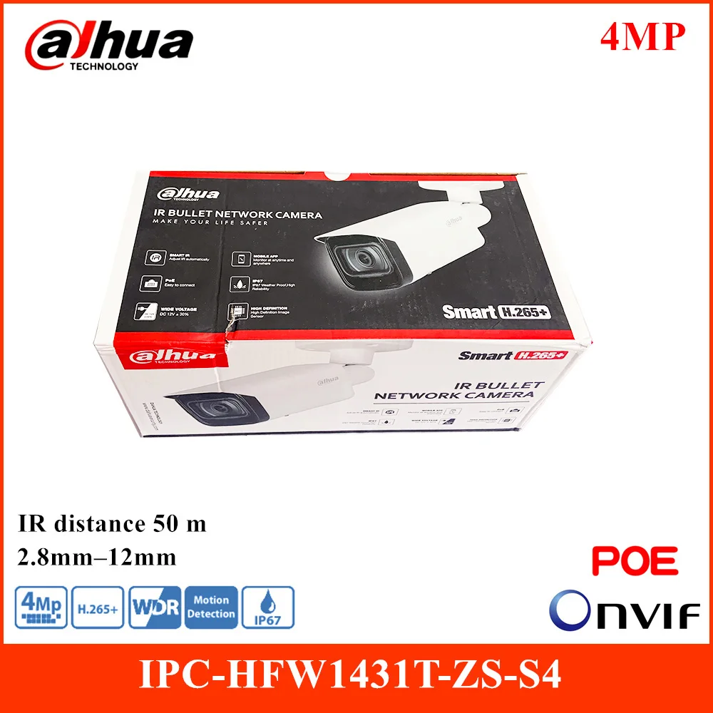 Dahua 4MP Vstupu IR Bullet IP Kamera IPC-HFW1431T-ZS-S4 Max.256G SD Kartu, Detekcia Pohybu, IR 50m, WDR Nepremokavé 12V DC POE Fotoaparát