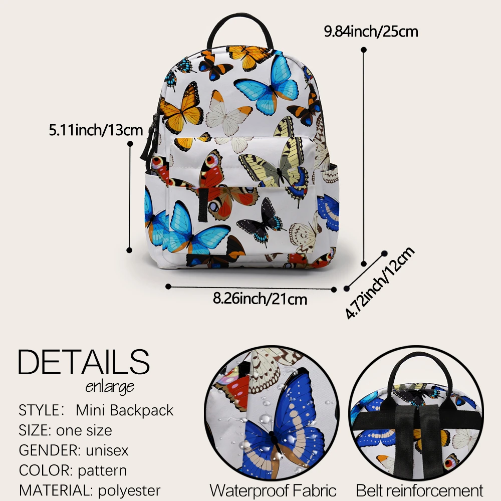 Deanfun Mini Batoh Motýľ Vytlačené Školské Tašky Batoh, Kabelku Pre Ženy Ako Darček DMNSB-24