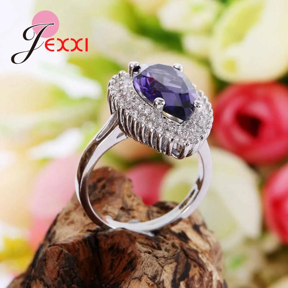 Deep Purple Elegantné 925 Sterling Silver Prst Prstene pre Ženy Kvalitné Zapojenie Šperky Pre Zrelé Ženy