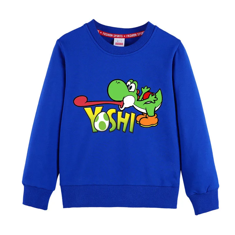 Deti Cartoon Yoshi T Shirt Deti Oblečenie Bavlna Top Tees Chlapci Dievčatá Mikina 4-12T Hoodie