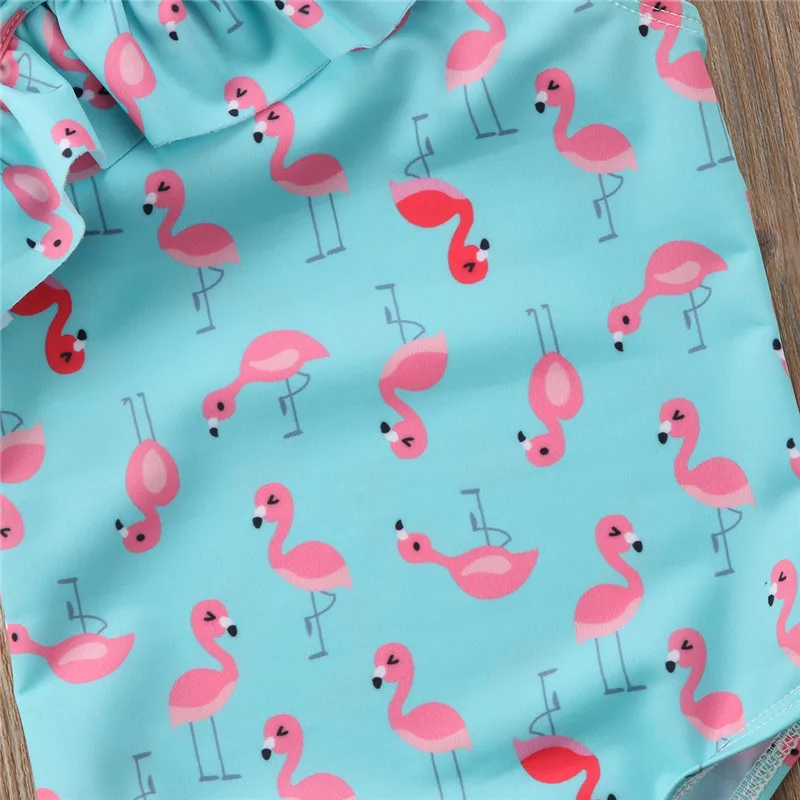 Deti, Dievčatá Cartoon Vzor Flamingo Bikini 2018 Letné Baby Dievčatá Plavky Deti plavky Plavky Dieťa Pláž, Bikiny 2-7Y